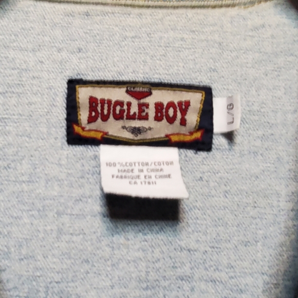 VTG Classic Bugle Boy Large 80's 90's blue TRUCKER denim L jacket jeans - Picture 4 of 5